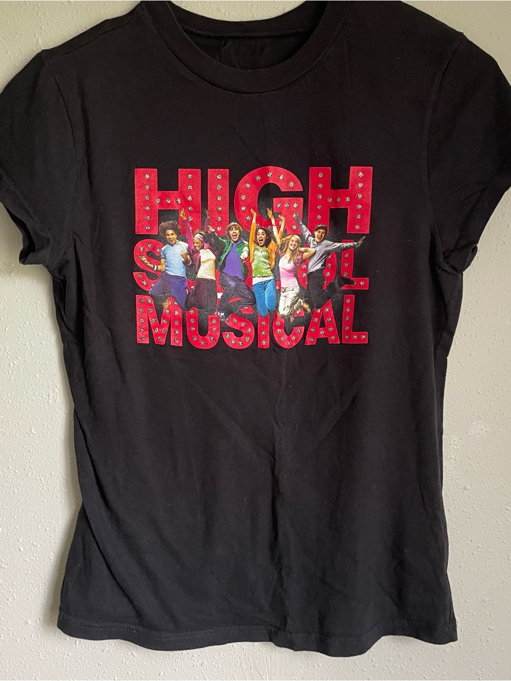 Vintage Y2K High School Musical Black Graphic Tee - Official Movie Logo Juniors